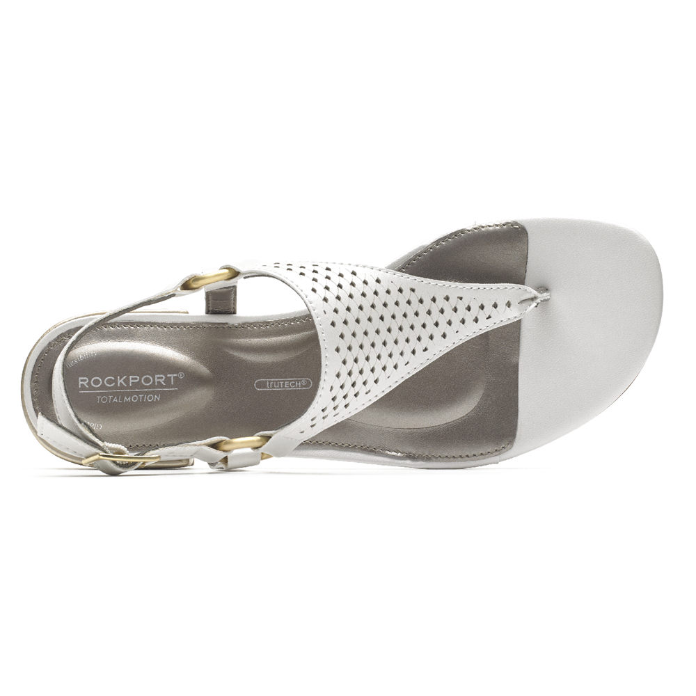 Rockport Sandaler Dame Hvite - Total Motion Zosia Thong - FBPW18926